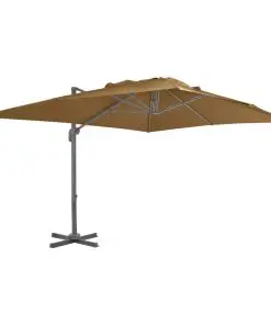 vidaXL Outdoor Umbrella with Portable Base Taupe