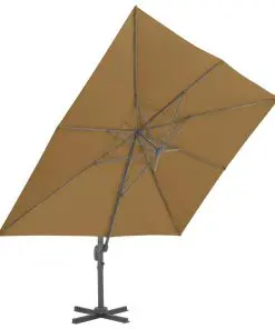 vidaXL Outdoor Umbrella with Portable Base Taupe