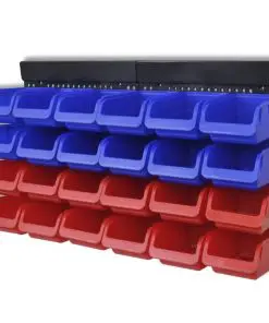 vidaXL 2 pcs Blue & Red Wall Mounted Garage Tool Organiser