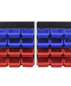 vidaXL 2 pcs Blue & Red Wall Mounted Garage Tool Organiser