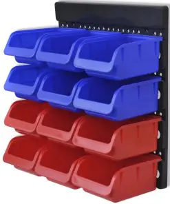 vidaXL 2 pcs Blue & Red Wall Mounted Garage Tool Organiser