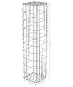 vidaXL Gabion Wall with Covers Galvanised Steel 20x20x100 cm
