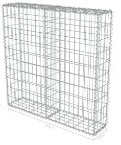 vidaXL Gabion Wall with Covers Galvanised Steel 100x20x100 cm