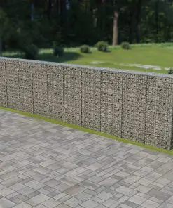 vidaXL Gabion Wall with Covers Galvanised Steel 600x30x150 cm