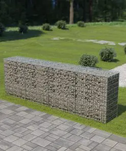 vidaXL Gabion Wall with Covers Galvanised Steel 300x50x100 cm