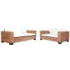 vidaXL 2 Piece Garden Sofa Set with Cushions Natural Rattan vidaXL 2 Piece Garden Sofa Set with Cushions Natural Rattan