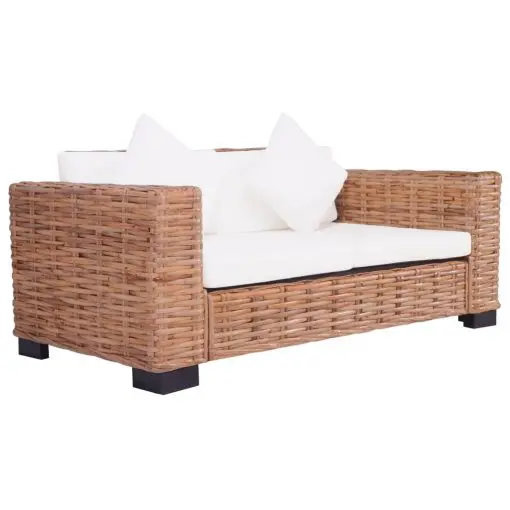 vidaXL 2-Seater Garden Sofa Natural Rattan