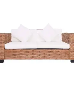 vidaXL 2-Seater Garden Sofa Natural Rattan