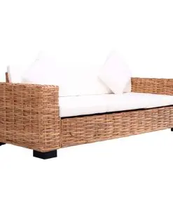 vidaXL 3-Seater Garden Sofa Natural Rattan