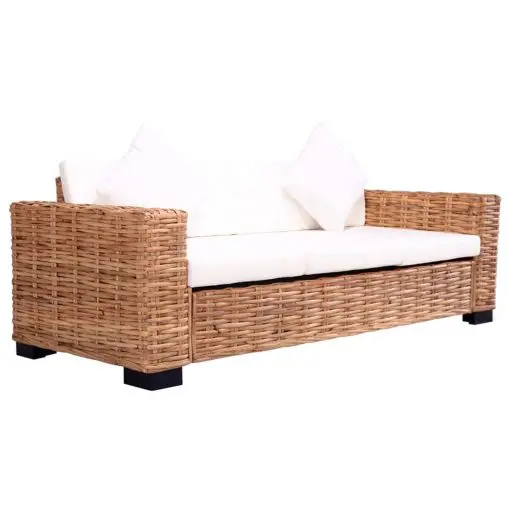 vidaXL 3-Seater Garden Sofa Natural Rattan