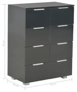 vidaXL Sideboard High Gloss Black 60x35x76 cm Chipboard