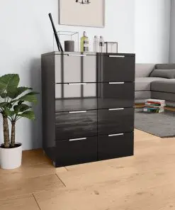 vidaXL Sideboard High Gloss Black 60x35x76 cm Chipboard