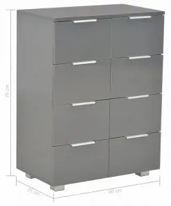 vidaXL Sideboard High Gloss Grey 60x35x76 cm Chipboard