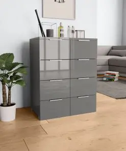 vidaXL Sideboard High Gloss Grey 60x35x76 cm Chipboard