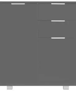 vidaXL Sideboard High Gloss Grey 71x35x76 cm Chipboard