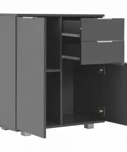 vidaXL Sideboard High Gloss Grey 71x35x76 cm Chipboard