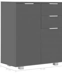 vidaXL Sideboard High Gloss Grey 71x35x76 cm Chipboard