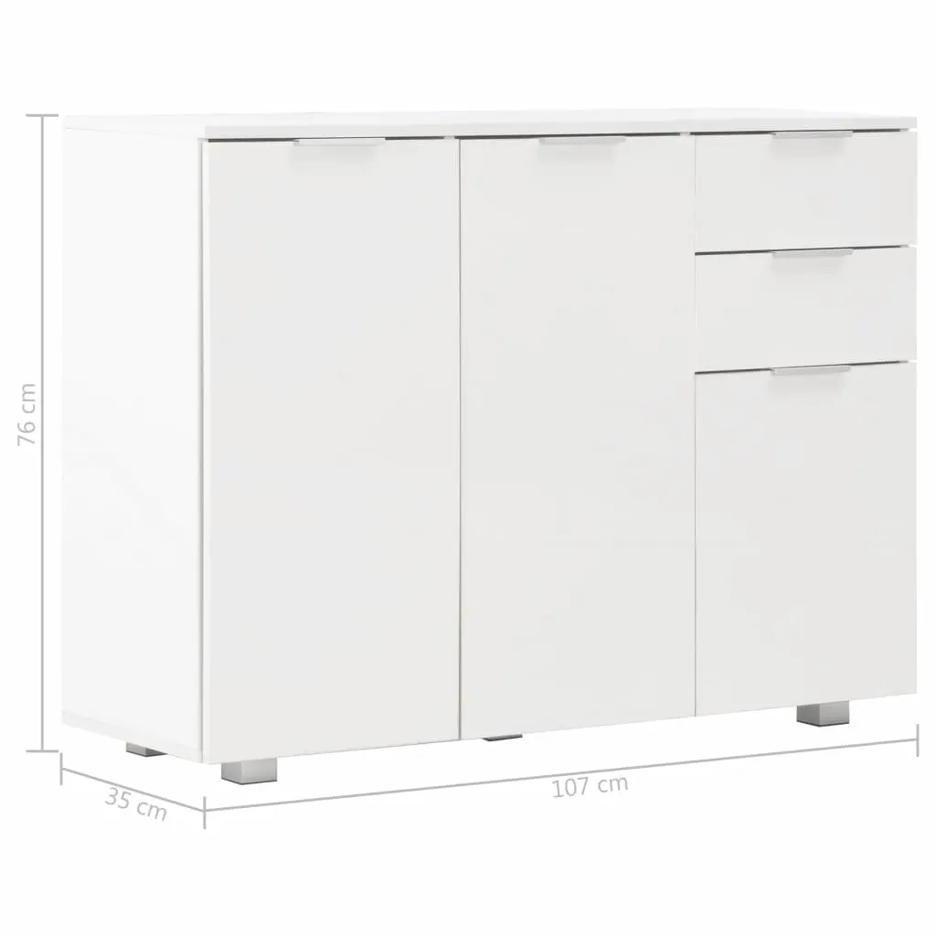 vidaXL Sideboard High Gloss White 107x35x76 cm