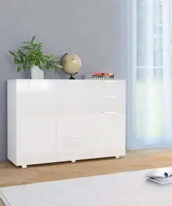 vidaXL Sideboard High Gloss White 107x35x76 cm