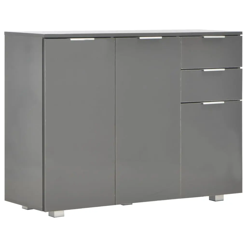 vidaXL Sideboard High Gloss Grey 107x35x76 cm