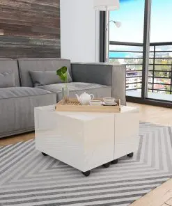 vidaXL Coffee Table High Gloss White 60x60x35 cm Chipboard