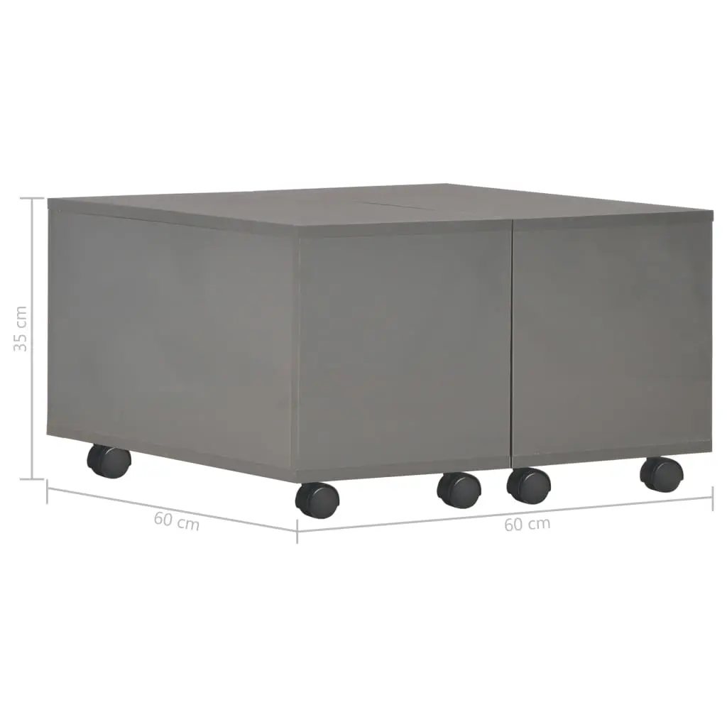 vidaXL Coffee Table High Gloss Grey 60x60x35 cm Chipboard