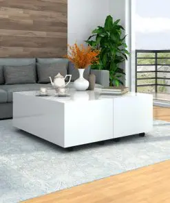 vidaXL Coffee Table High Gloss White 100x100x35 cm