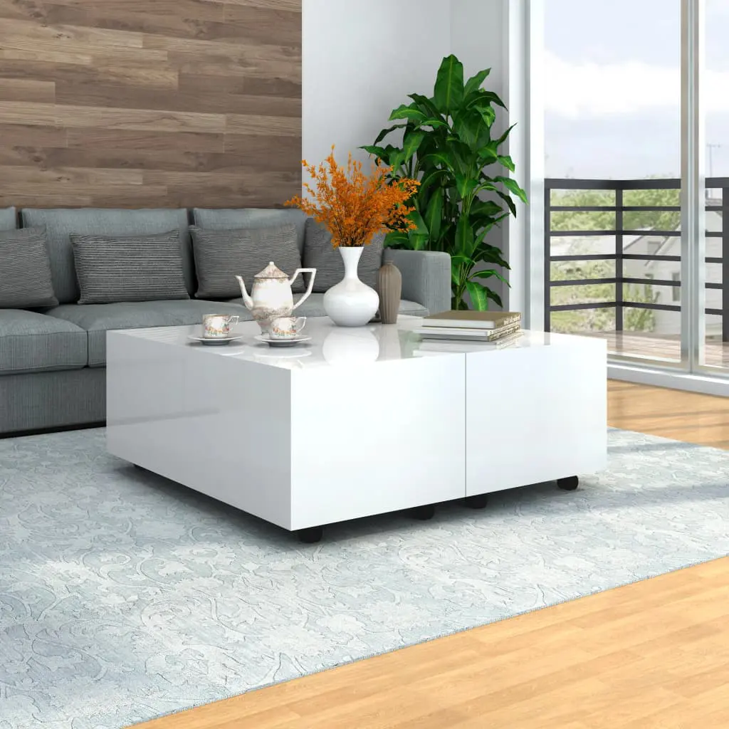 vidaXL Coffee Table High Gloss White 100x100x35 cm