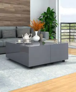 vidaXL Coffee Table High Gloss Grey 100x100x35 cm