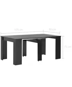 vidaXL Extendable Dining Table High Gloss Black 175x90x75 cm