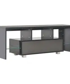 vidaXL TV Cabinet with LED Lights High Gloss Black 130x35x45 cm