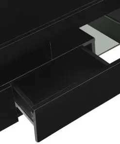 vidaXL TV Cabinet with LED Lights High Gloss Black 130x35x45 cm