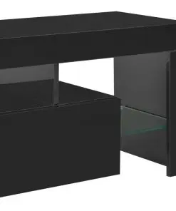 vidaXL TV Cabinet with LED Lights High Gloss Black 130x35x45 cm