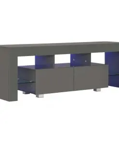 vidaXL TV Cabinet with LED Lights High Gloss Grey 130x35x45 cm
