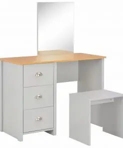 vidaXL Dressing Table with Mirror and Stool Grey 104x45x131 cm vidaXL Dressing Table with Mirror and Stool Grey 104x45x131 cm
