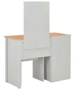 vidaXL Dressing Table with Mirror and Stool Grey 104x45x131 cm