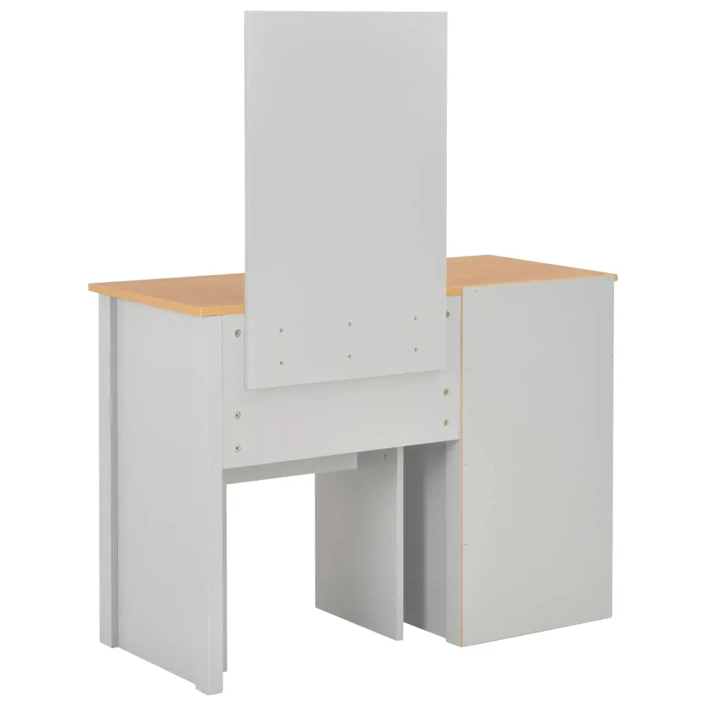 vidaXL Dressing Table with Mirror and Stool Grey 104x45x131 cm