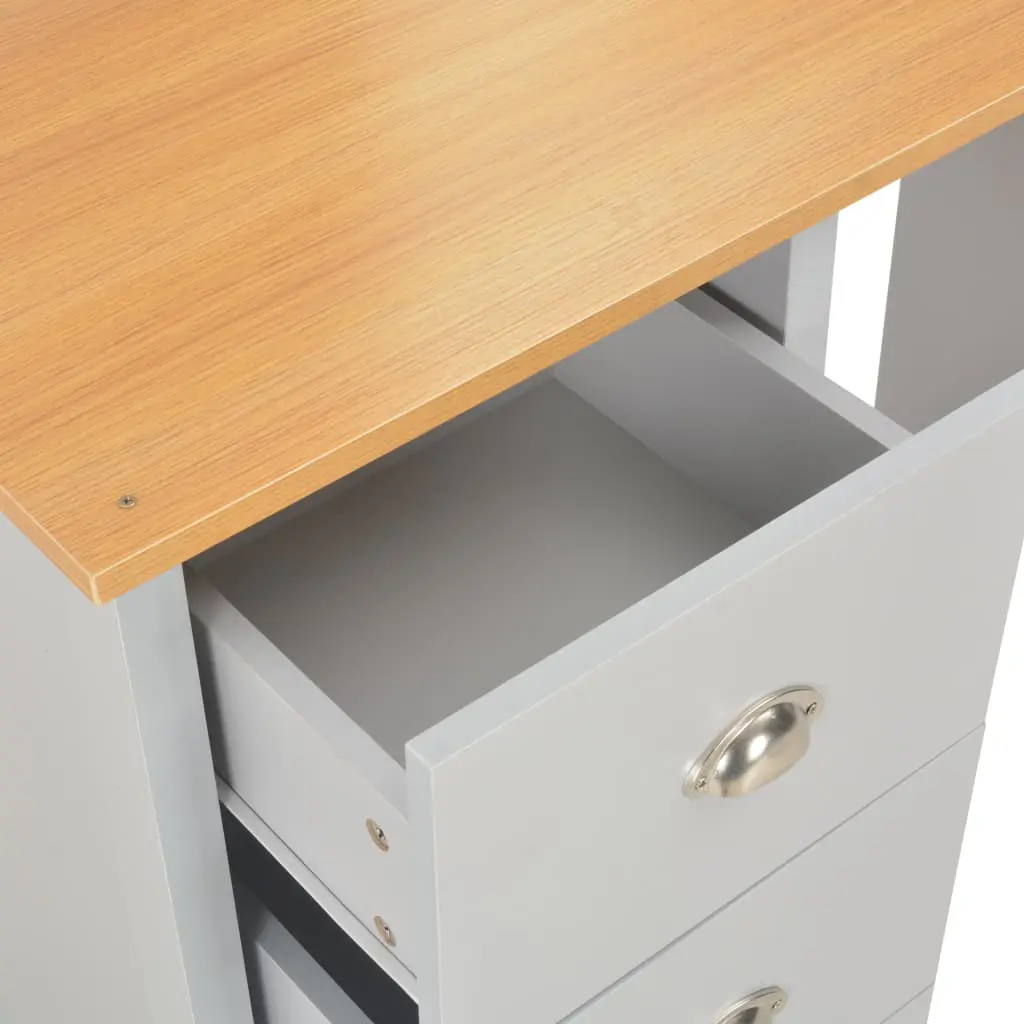 vidaXL Dressing Table with Mirror and Stool Grey 104x45x131 cm