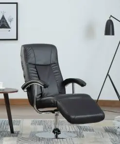vidaXL TV Armchair Black Faux Leather vidaXL TV Armchair Black Faux Leather