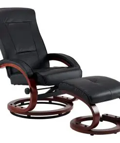 vidaXL Reclining Chair with Footstool Black Faux Leather