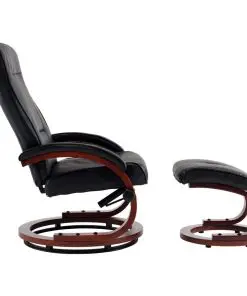 vidaXL Reclining Chair with Footstool Black Faux Leather