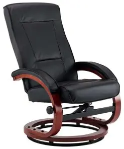 vidaXL Reclining Chair with Footstool Black Faux Leather