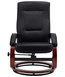 vidaXL Reclining Chair with Footstool Black Faux Leather