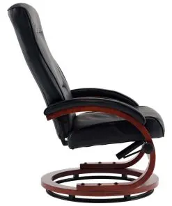 vidaXL Reclining Chair with Footstool Black Faux Leather