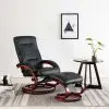 vidaXL Reclining Chair with Footstool Black Faux Leather