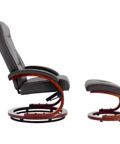 vidaXL Reclining Chair with Footstool Grey Faux Leather