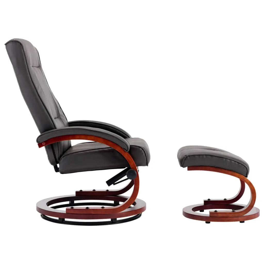 vidaXL Reclining Chair with Footstool Grey Faux Leather