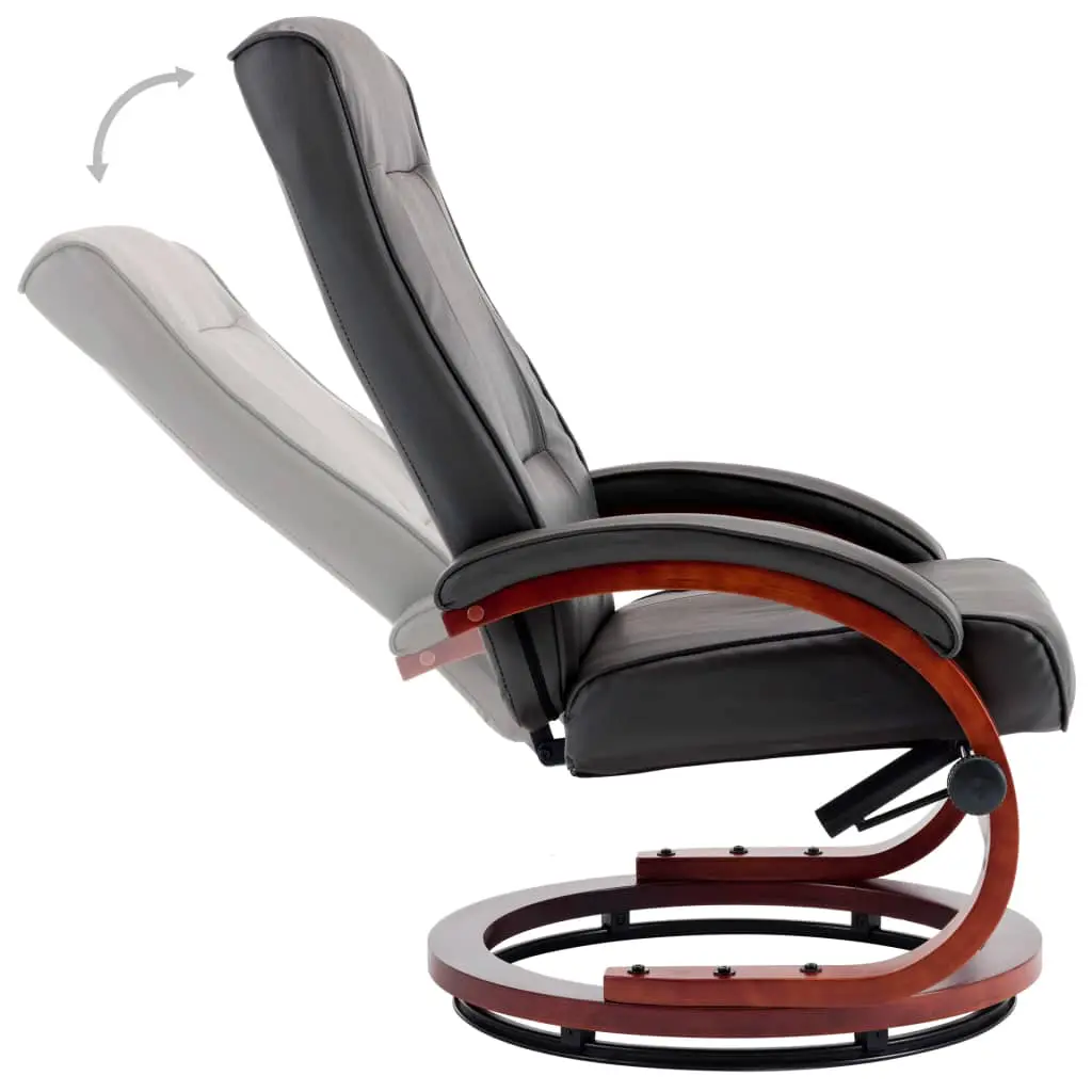 vidaXL Reclining Chair with Footstool Grey Faux Leather