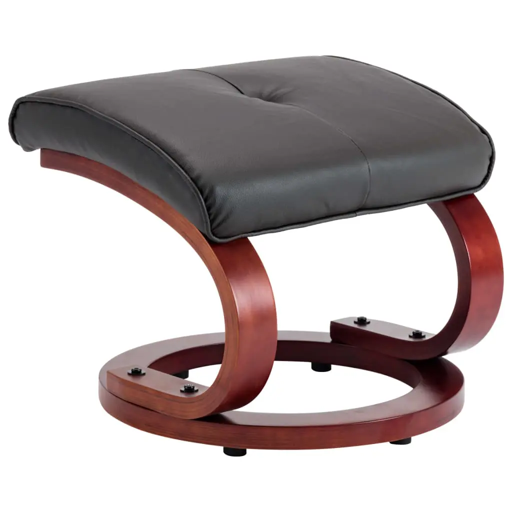 vidaXL Reclining Chair with Footstool Grey Faux Leather