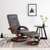 vidaXL Reclining Chair with Footstool Grey Faux Leather vidaXL Reclining Chair with Footstool Grey Faux Leather